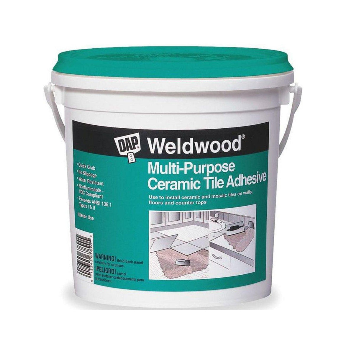 Sealant / Adhesive - DAP GLOBAL INC - 1 gal Rubber Ceramic Tile Adhesive in White