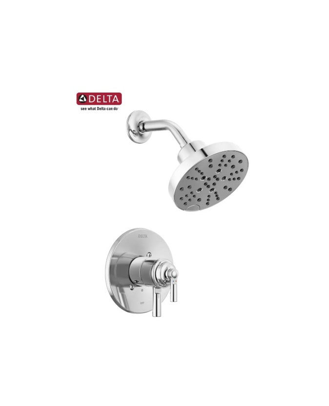Shower Arm + Flange - DELTA FAUCET CO - Two Handle Multi Function Shower Faucet in Chrome (Trim Only)