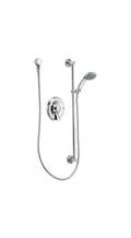 Shower Arm + Flange - MOEN INC - One Handle Single Function Shower Faucet in Polished Chrome (Trim Only)