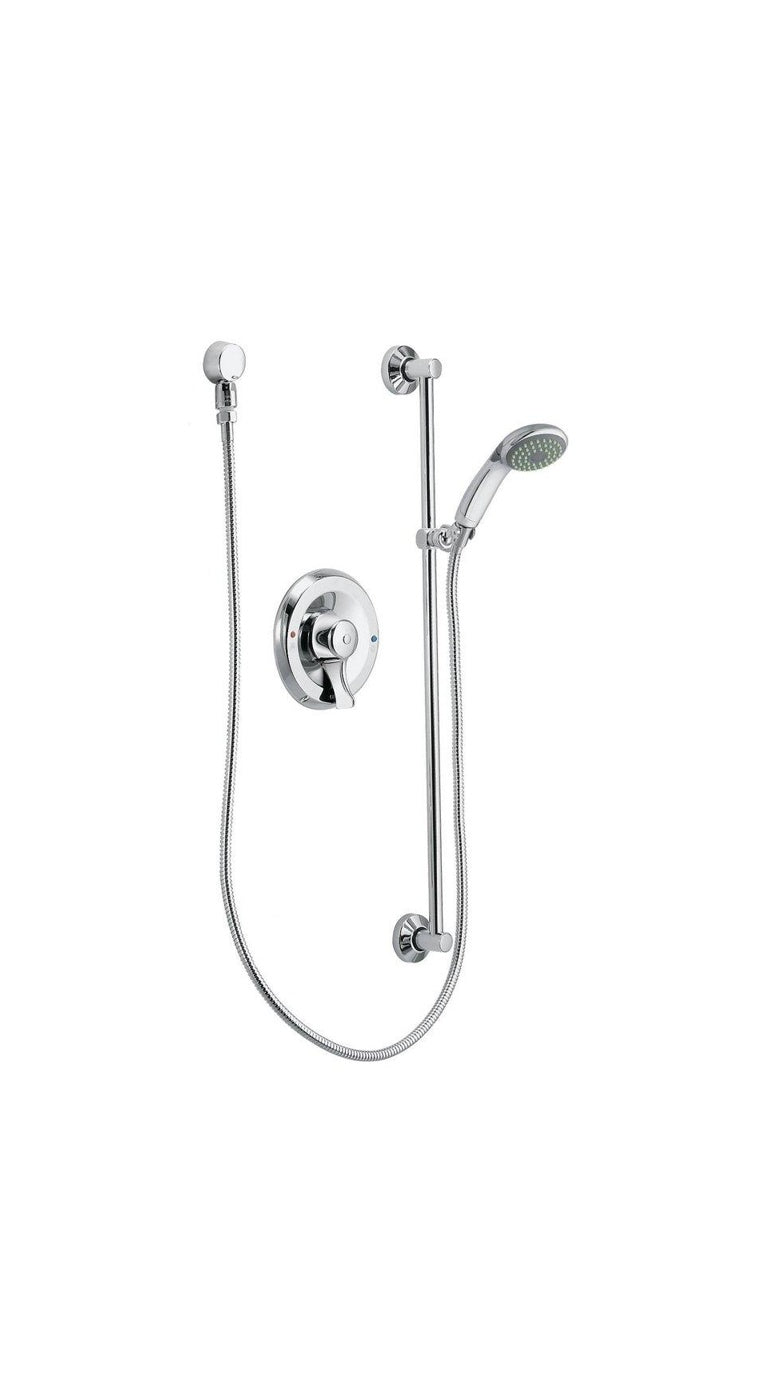 Shower Arm + Flange - MOEN INC - One Handle Single Function Shower Faucet in Polished Chrome (Trim Only)