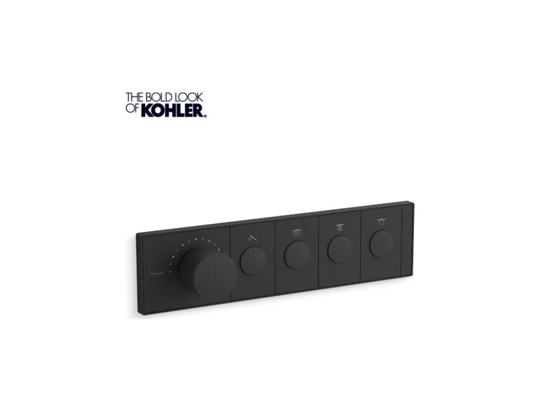 Shower Valve - KOHLER CO - Four-Outlet Recessed Mechanical Thermostatic Valve Control in Matte Black
