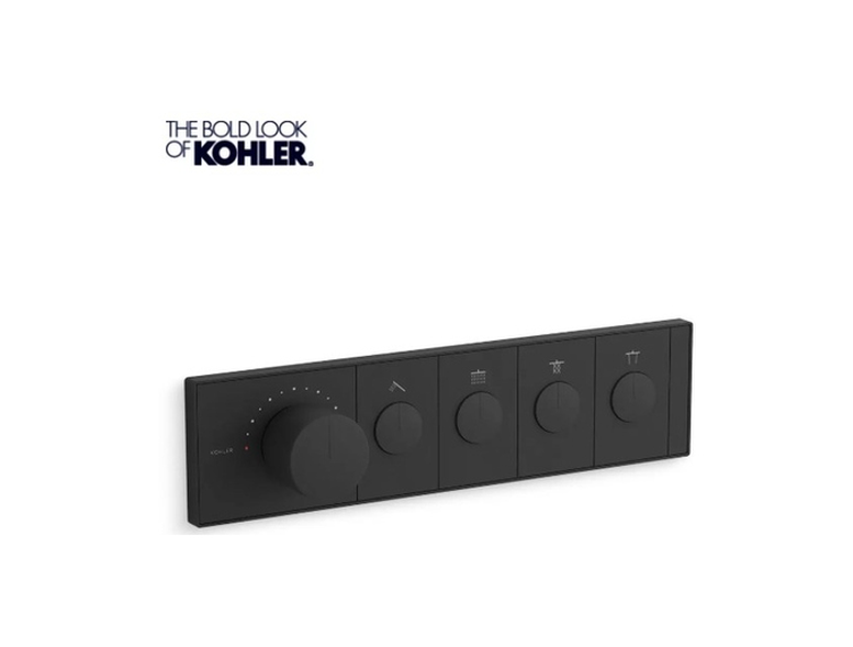 Shower Valve - KOHLER CO - Four-Outlet Recessed Mechanical Thermostatic Valve Control in Matte Black