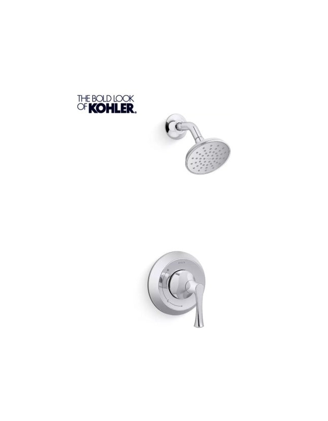 Shower Arm + Flange - KOHLER CO - One Handle Single Function Shower Faucet in Polished Chrome (Trim Only)