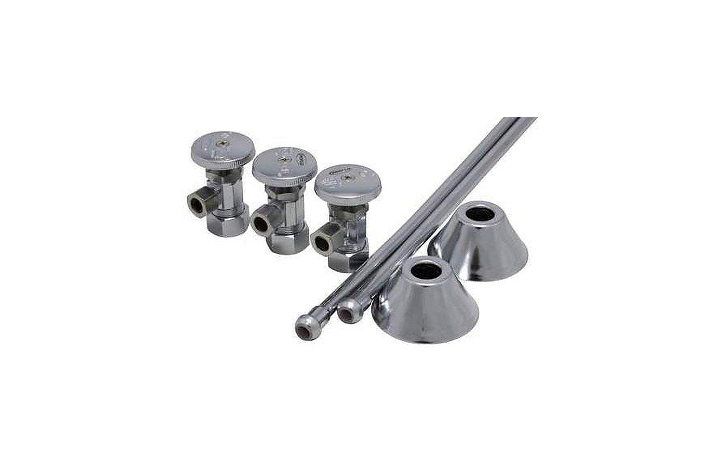 Toilet Supply Line - PROFLO - 5/8 x 3/8 in. Straight Supply Stop Kit for Sinks in Chrome Plated